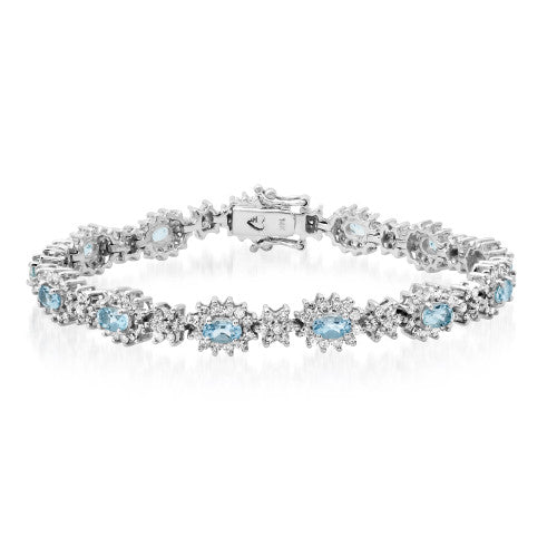 14K Gold 3.00CT Diamond Aquamarine Bracelet