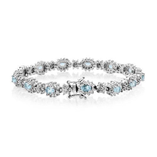 14K Gold 3.00CT Diamond Aquamarine Bracelet