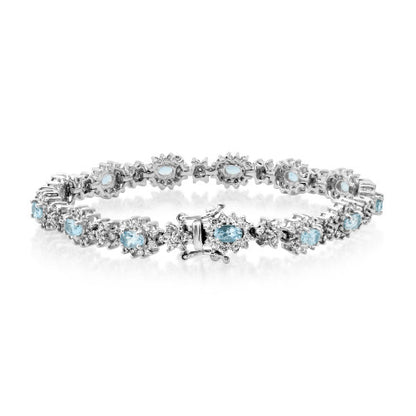 14K Gold 3.00CT Diamond Aquamarine Bracelet