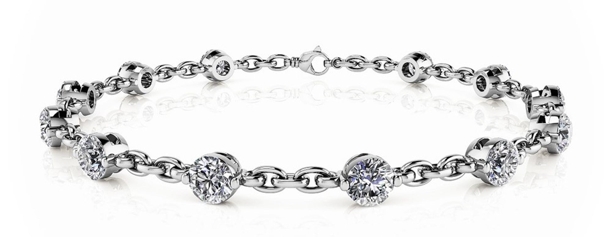 Diamond Link Bracelet 3.00 CT 14K White Gold