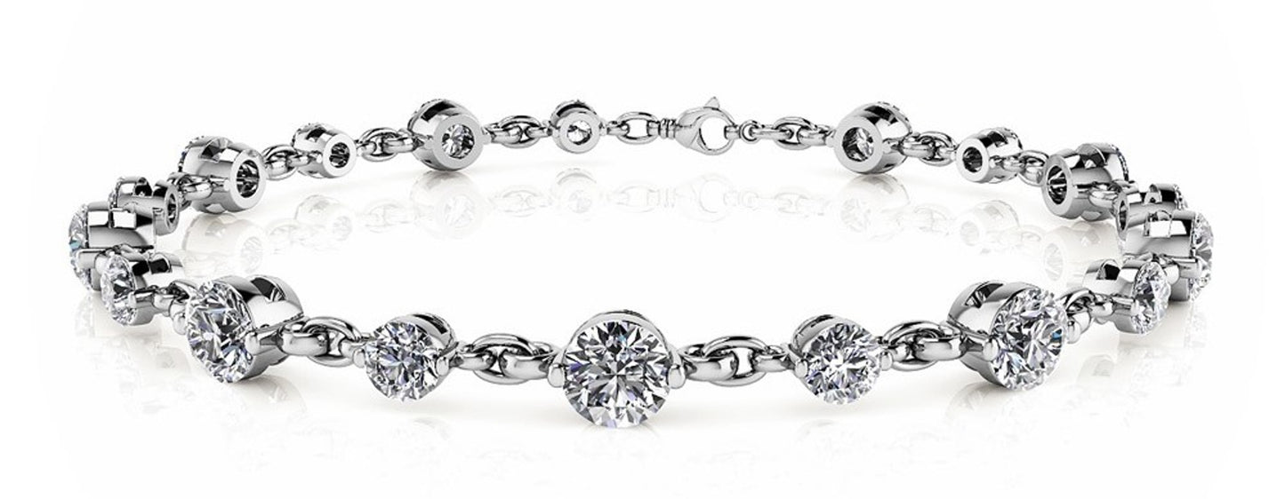 Diamond Link Bracelet 3.00 CT 14K White Gold