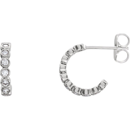 14K White Gold Diamond Huggie Earrings