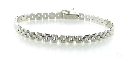 14k White Gold 3 Row 5mm Panther Bracelet 7 In