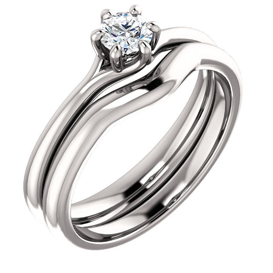 14k White gold Elegant 1/4 Carat Round Diamond Wedding Set