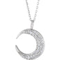 14kt White Gold .33 CTW Diamond Crescent Moon Necklace 20mm x 15mm