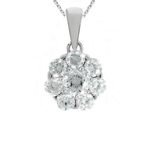 14k White Gold 1/4 Carat Diamond Cluster Pendant