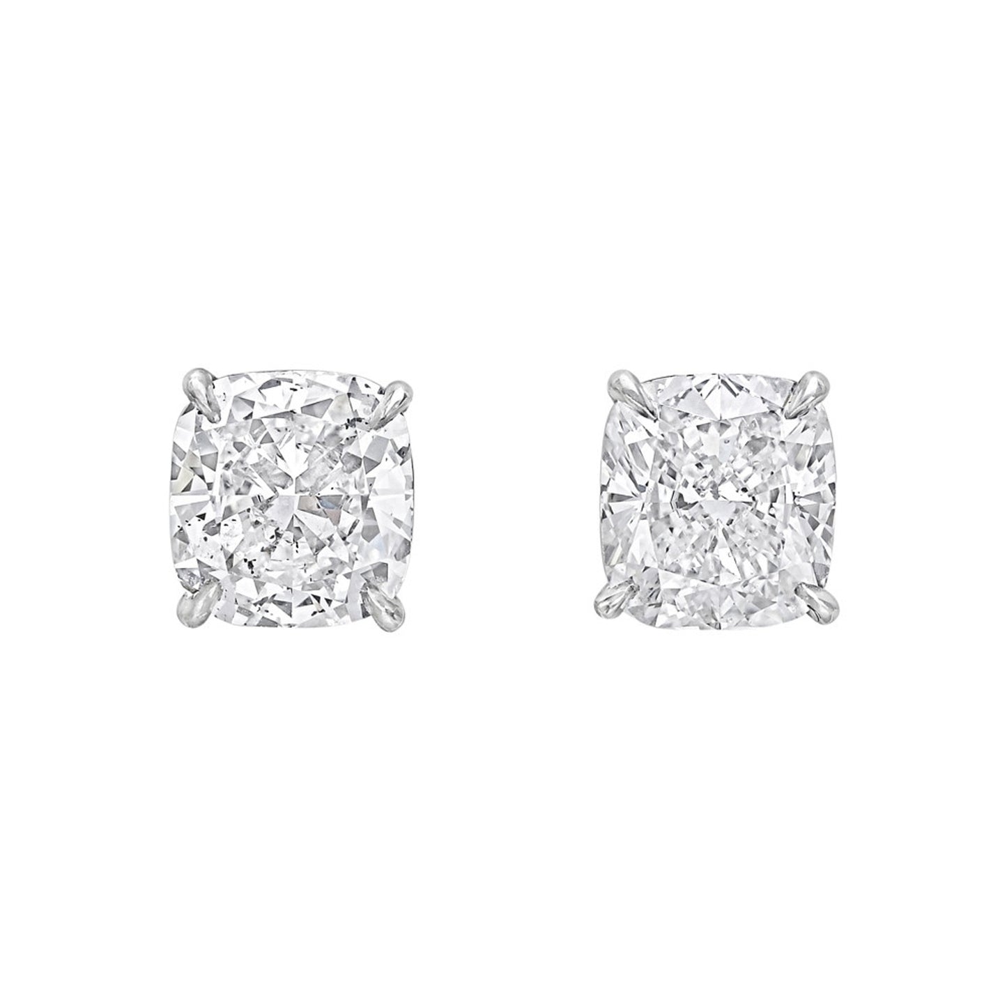 18k White Gold 1.50 TDW Cushion Cut Diamond Solitaire Stud Earrings