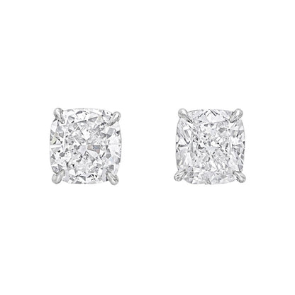 18k White Gold 1.50 TDW Cushion Cut Diamond Solitaire Stud Earrings