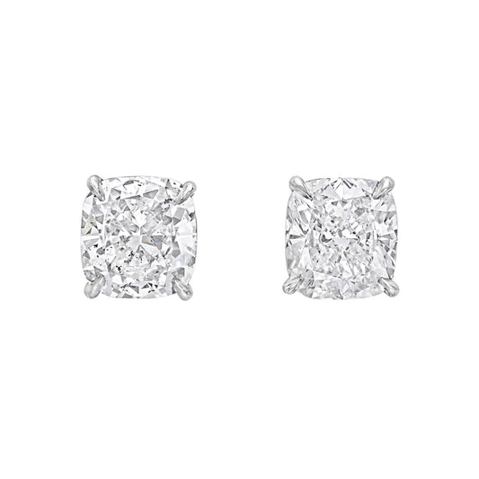 18k White Gold 1.50 TDW Cushion Cut Diamond Solitaire Stud Earrings