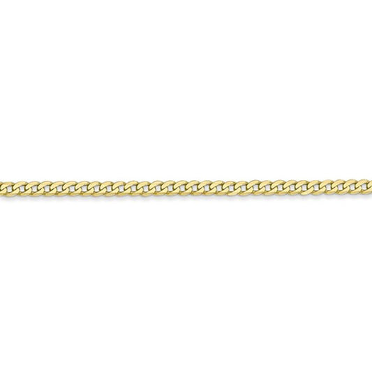 10k Gold 2.2mm Flat Curb Chain 20 Inches