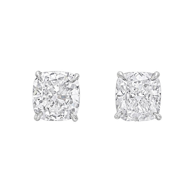 18k White Gold 1.50 TDW Cushion Cut Diamond Solitaire Stud Earrings