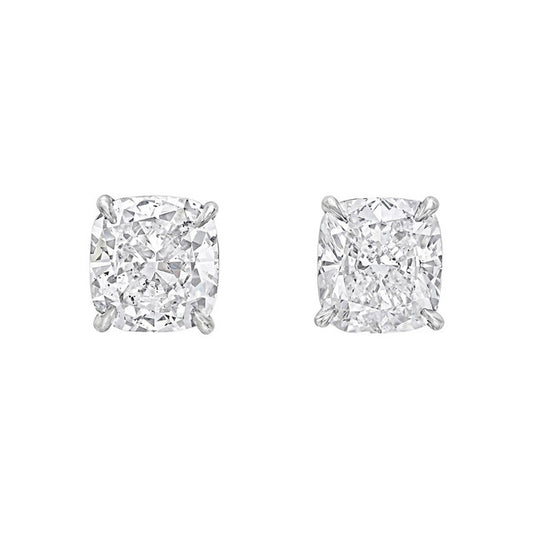 18k White Gold 1.50 TDW Cushion Cut Diamond Solitaire Stud Earrings