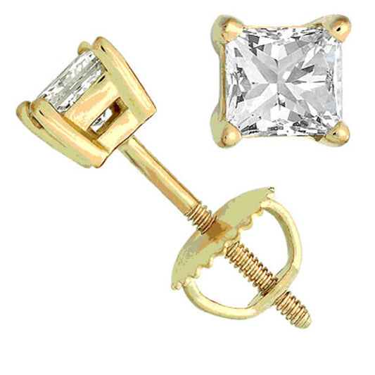 Stunning 1.50 Ct Princess Cut Diamond Earrings